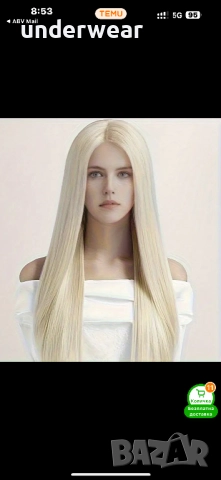 Руса перука без бретон 60 см, снимка 2 - Аксесоари за коса - 51512646