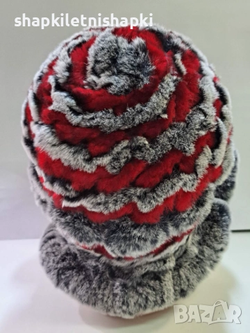 Дамска шапка лукс, тип ушанка Чинчила - 118, снимка 4 - Шапки - 52225805