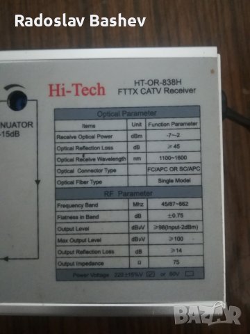 FTTH CATV Fiber Optical Receiver (OR-838H), снимка 2 - Части и Платки - 36679877