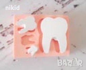 4 размера зъб зъбче зъби корен силиконов молд форма фондан шоколад гипс, снимка 2 - Форми - 38420097