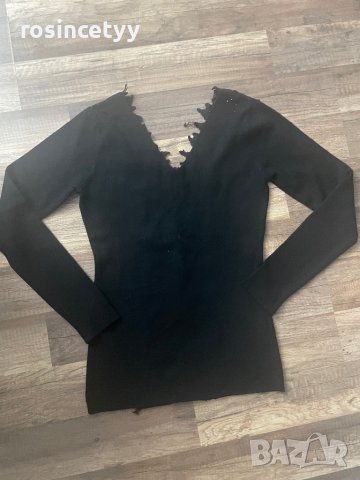 черна блузка с интересен гръб, снимка 7 - Блузи с дълъг ръкав и пуловери - 36164210