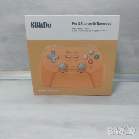 НОВ 8BitDo Pro 3 Bluetooth Gamepad (Orange) + Заряден Док | TMR Стикове