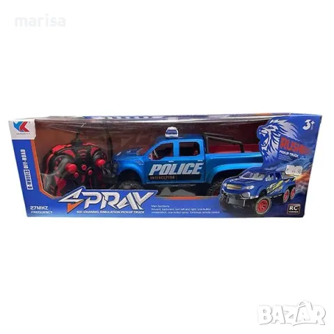 Кола Полицейски пикап с пълен радиоконтрол, звук, светлина и пушек Код: 048504, снимка 1