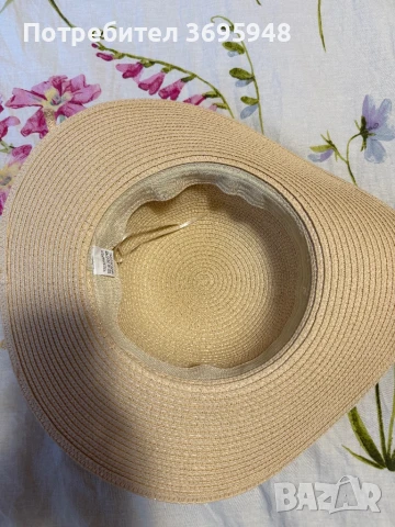 Лятна дамска шапка в бежов цвят с периферия, снимка 5 - Шапки - 50781245