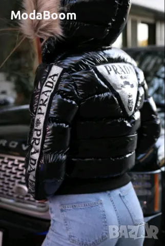 Prad🅰️ дамско черно зимно яке , снимка 2 - Якета - 48625737