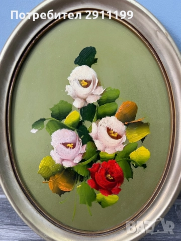 Елипсовидна маслена картина, комплект от две, снимка 6 - Картини - 51793205