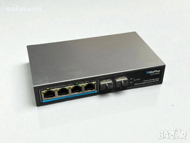 GigaPlus S25-0402M управляем 2.5G / 10G SFP+ мрежов суич, снимка 2 - Суичове - 52865546