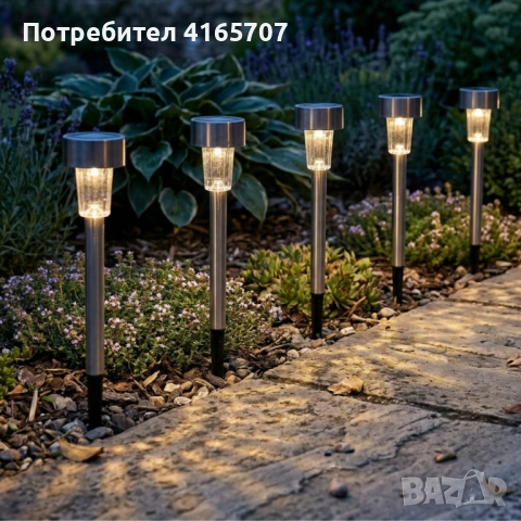 Комплект от 5 броя Led соларни лампи - автоматично включване без разход за електроенергия, снимка 4 - Соларни лампи - 54031448