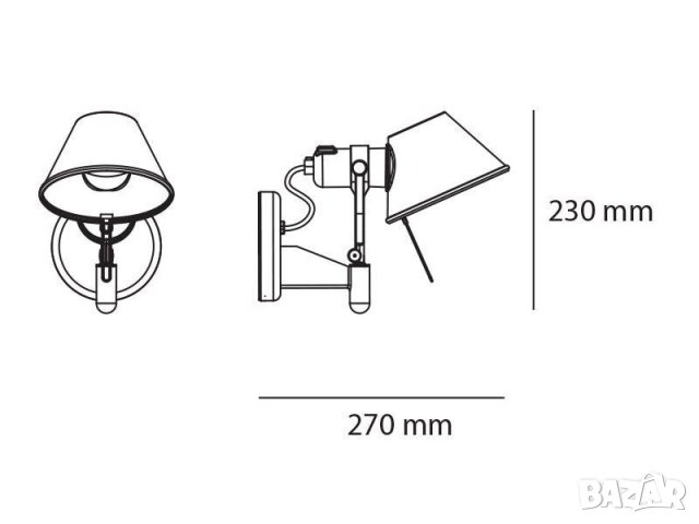 Artemide AR A029250 - Аплик TOLOMEO FARETTO 1xE27/70W/230V, снимка 6 - Лампи за стена - 39955712