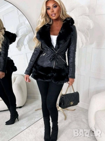 кожено яке с пух , снимка 3 - Якета - 51737743