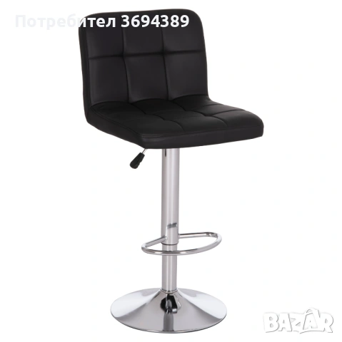 Бар стол черна кожа