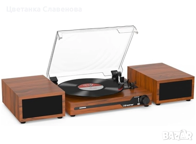 Грамофон Udreamer с 2 двойни стерео високоговорителя, Bluetooth 5.3, безжично възпроизвеждане, снимка 3 - Грамофони - 44936161