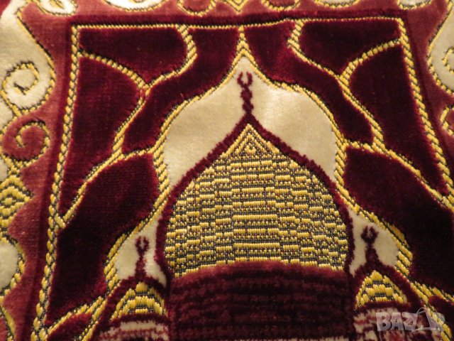 Старинно турско малко килимче, ковьор за стена с  турска джамия и полумесец, снимка 4 - Антикварни и старинни предмети - 39409929
