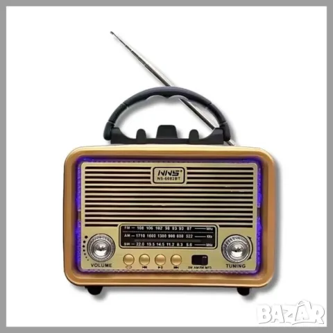 Преносимо ретро радио с Bluetooth, TWS и LED светлини NS-6682BT