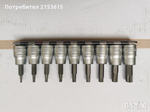 teng tools тенг 9 броя 3/8 вложки с торкс звезди хром ванадий комплект, снимка 5 - Други инструменти - 35210284