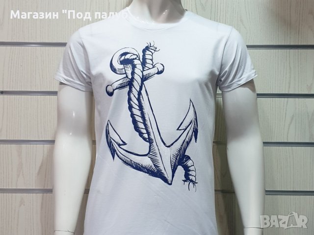 Нова мъжка тениска с трансферен печат Голяма котва, морска, снимка 7 - Тениски - 28166788