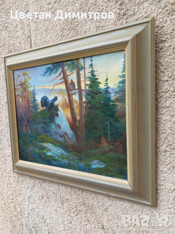 Стара авторска картина рисувана с маслени бои върху платно , снимка 3 - Картини - 44728509