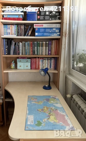 Ергономично ученическо детско офис бюро с етажерка, снимка 2 - Бюра - 50786971