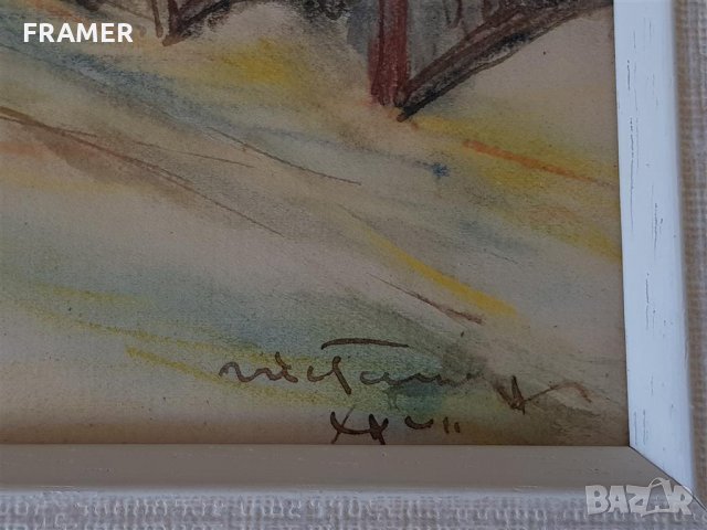 НИКОЛА ТАНЕВ Край София 1948г. уникална цветна картина , снимка 4 - Картини - 32022546