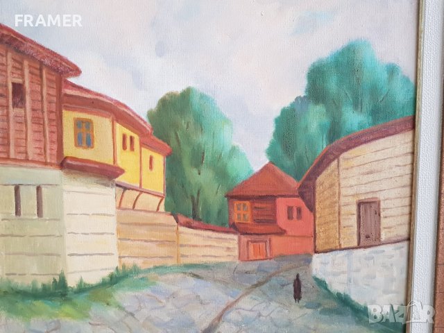 Борис Колев 1906-1982 Уникален Пейзаж от Банско маслени бои, снимка 4 - Картини - 40028151