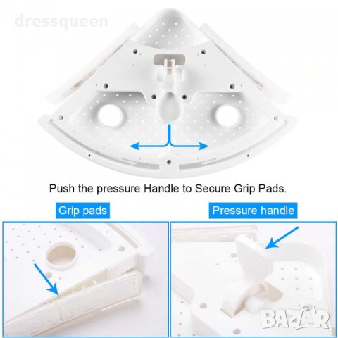 2499 Етажерка за баня с вакуум Ъглова, снимка 6 - Други стоки за дома - 30762037