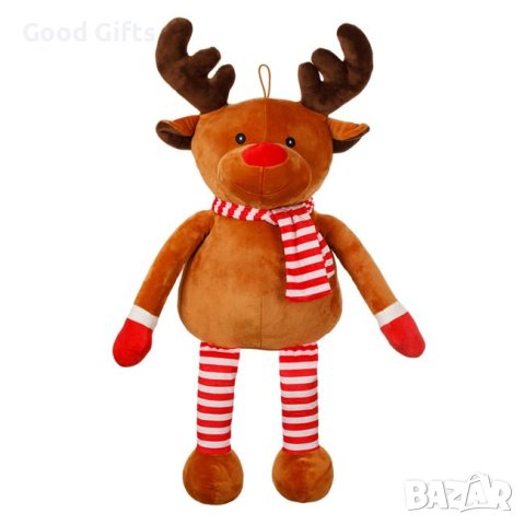Коледна плюшена играчка Елен с дълги раирани крака, 68см