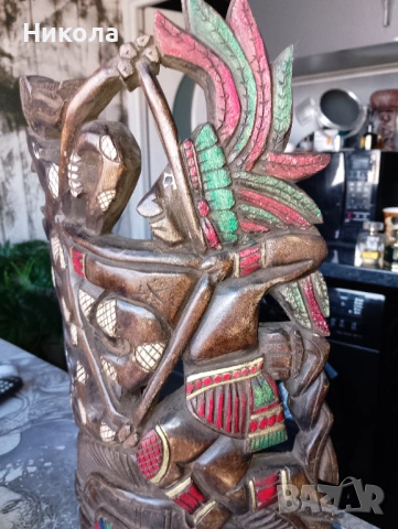 Дърворезбован хералдически двуглав орел 53/28см, снимка 11 - Пана - 42627976