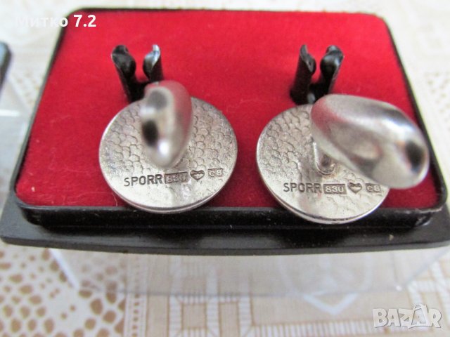  сребърен комплект от  ръкавели и щипка за вратовръзка, снимка 6 - Други - 29482490