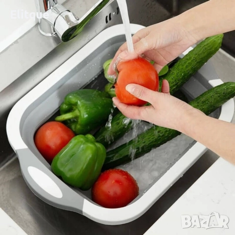 Многофункционална сгъваема дъска за рязане - леген с тапа, снимка 7 - Други - 52896404