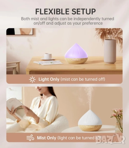 RGB 500ml Арома Дифузер с дистанционно, 7 RGB цвята, снимка 4 - Овлажнители и пречистватели за въздух - 48356289