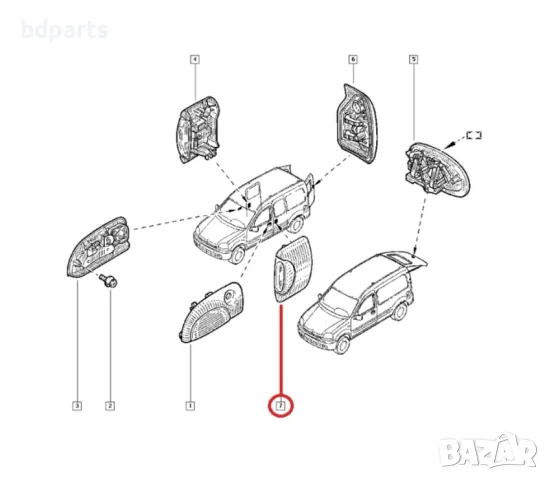 Външна дръжка за лява плъзгаща врата, Renault, Kangoo I, Черен, снимка 3 - Части - 56141576