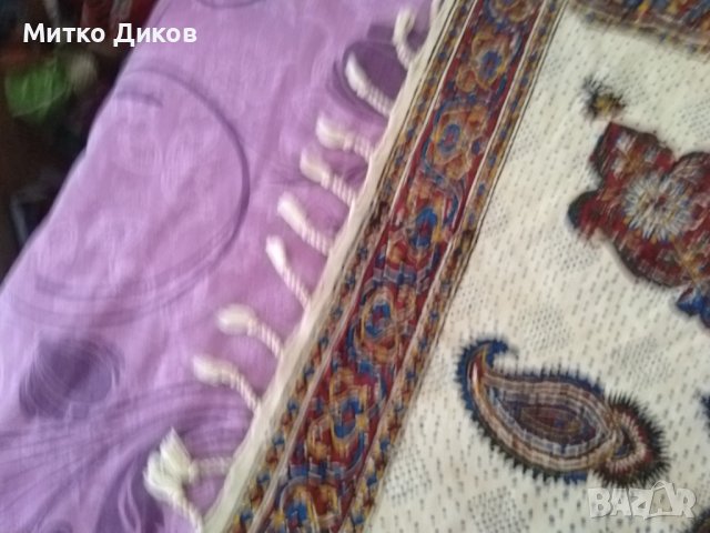 Покривка красива ръчна изработка панама маркирана Иран 58х56см-ресни 5см, снимка 10 - Покривки за маси - 44217330