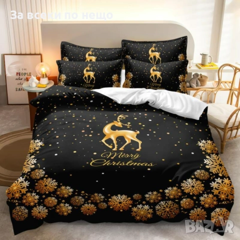 Коледно спално бельо, 100% памук, 6 части - Налични Различни Десени Код P1600, снимка 4 - Спално бельо - 52588999