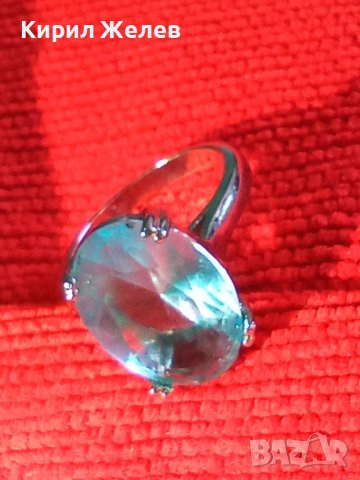 ГОЛЯМ ФАСЕТИРАН СИН ЦИРКОНИЙ КРАСИВ ФЕШЪН ПРЪСТЕН с ПЕЧАТ 925 ПОСРЕБРЕН 22292, снимка 4 - Пръстени - 33050111