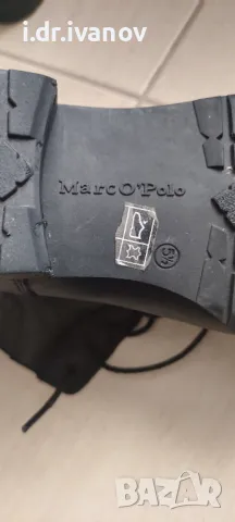 черни кожени ниски боти с връзки MarcO'Polo, снимка 9 - Дамски боти - 49603971