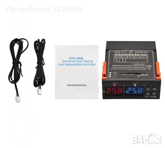 Контролер за температура с двоен дисплей, 2 сензора, 220V, терморегулатор, термостат, снимка 10 - Друга електроника - 36465015