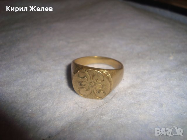 СТАР РЕТРО АРТ ДЕКО РЪЧНО ОРНАМЕНТИРАН ПОЗЛАТЕН ПРЪСТЕН от НЕРЪЖДАЕМА СТОМАНА с ПЕЧАТИ 585 14К 27573, снимка 15 - Антикварни и старинни предмети - 37497482