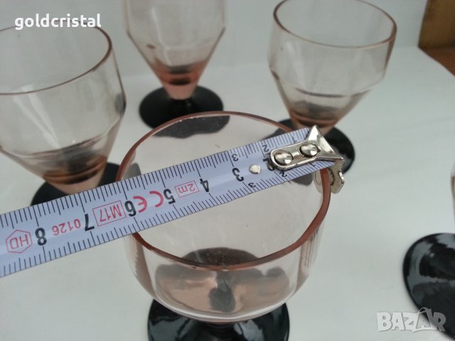 Ретро стъклени чаши с гарафа  цветно стъкло , снимка 4 - Антикварни и старинни предмети - 37552182