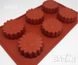 6 бр Гербер маргаритка слънчоглед дъклбоки силиконов молд форма калъп фондан шоколад гипс свещ сапун, снимка 3 - Форми - 40186894