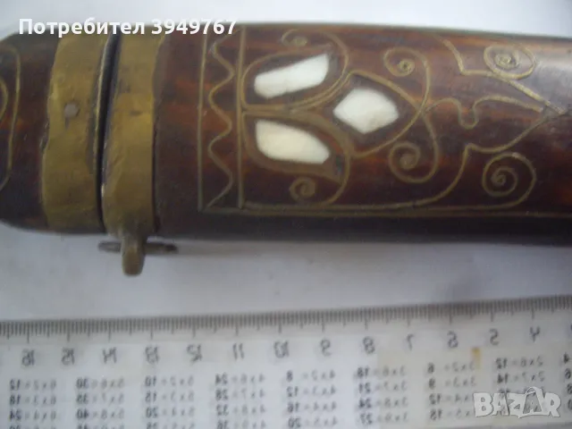 Стар ръчно кован турски нож с оригинална дървена къния., снимка 2 - Антикварни и старинни предмети - 49816161