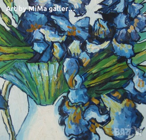 Ириси 40х50 см, Сини цветя, картина, снимка 2 - Картини - 31781028