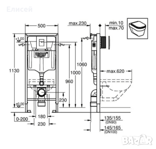 Структура за вграждане Grohe Rapid SL комплект с бутон Skate  Cosmoplitan и крепежи, снимка 4 - ВИК - 44790891