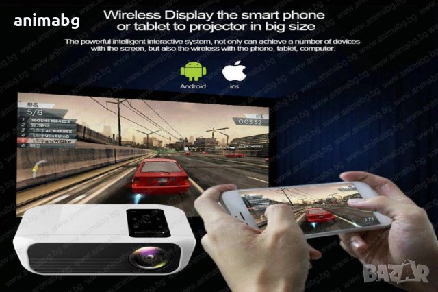 ANIMABG Smart Android Мултимедиен LED проектор t8 1920x1080p HDMI WiFi 4500 lm, снимка 8 - Плейъри, домашно кино, прожектори - 31856757