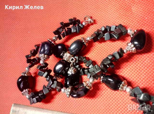 ЕФЕКТНА РЕТРО АРТ СТИЛ ОГЪРЛИЦА от КАМЪЧЕТА ЧЕРЕН АХАТ ХЕНД МЕЙД НАКИТ КОЛИЕ 47333, снимка 4 - Колиета, медальони, синджири - 47282909