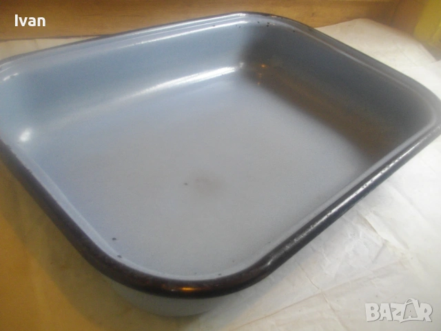 НОВА БЪЛГАРСКА голяма ТАВА ЗА АГНЕ от старото качество на Соц НРБ ЕМАЙЛИРАНА 67см/47см/13см