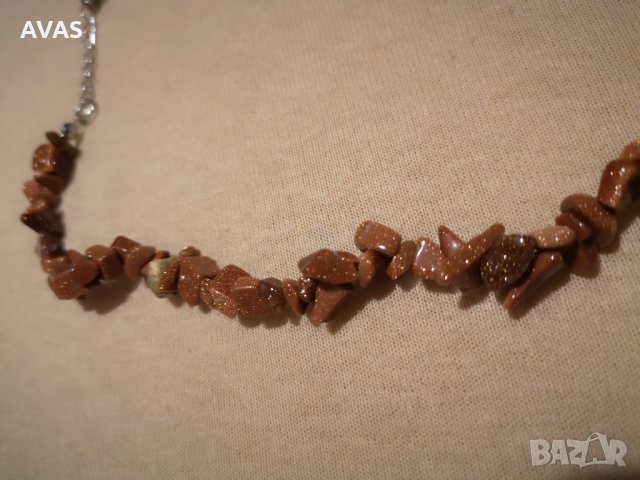 Ново колие от натурален камък кафяв пясъчен авантюрин арабска нощ, снимка 2 - Колиета, медальони, синджири - 31569096