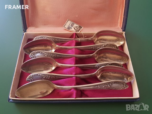 Сребърни сребро лъжички лъжици Руски в кутия, снимка 2 - Прибори за хранене, готвене и сервиране - 30002986