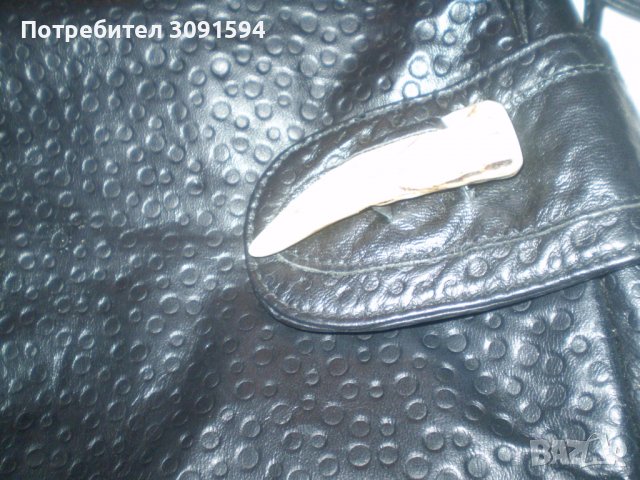 Ретро кожена чанта закопчалка кост и единична  дръжка черен  цвят   естествена кожа, снимка 9 - Чанти - 37367474