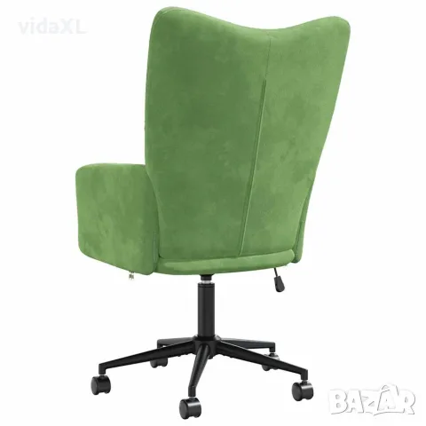 vidaXL Релакс стол, светлозелен, кадифе, снимка 5 - Столове - 56146888