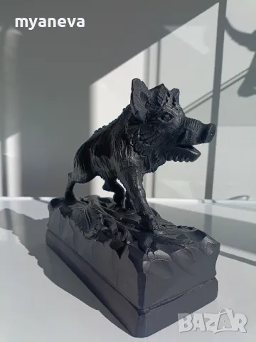 Глиган, диво прасе, авторска дърворезба, снимка 5 - Статуетки - 49586554